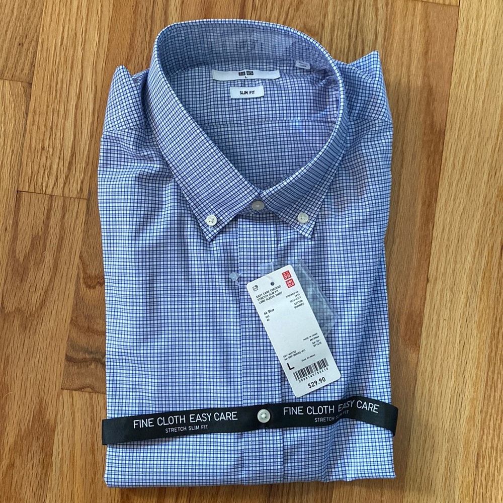 Easy Care Checked Stretch Slim-Fit Long-Sleeve Shirt
